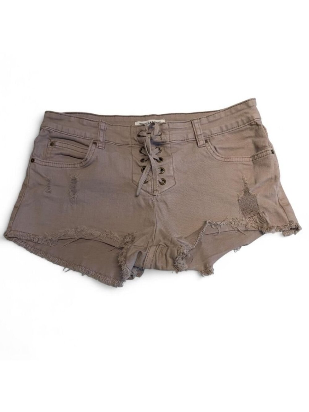 Billabong Lace Up Mini Shorts Women's 26 Tan Beige Summer Festival Surfer Boho